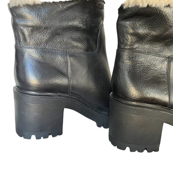 Marc Fisher Willow Leather Sherpa Cuff Pull On Ankle Boots - Picture 7 of 8